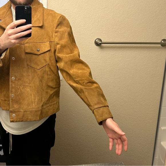 Vintage 60s/70s Gale-Sobel Sportswear Brown Suede Leather Trucker Jacket Size 52 - Picture 8 of 16